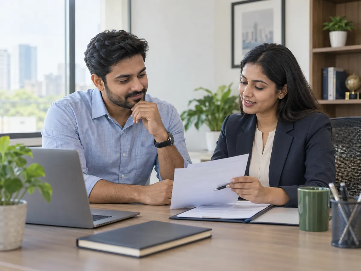Indian professional discussing personal loan options with a financial advisor