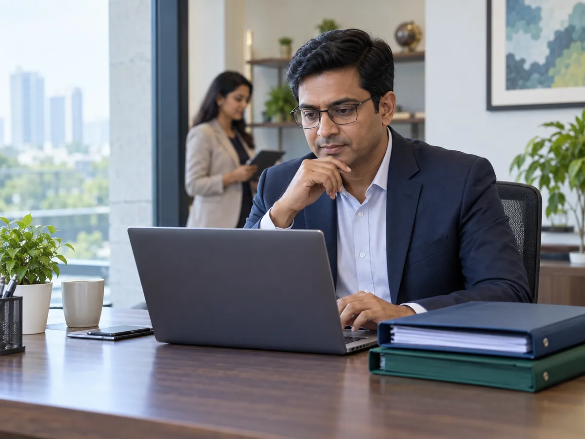 Indian financial professional handling client records securely